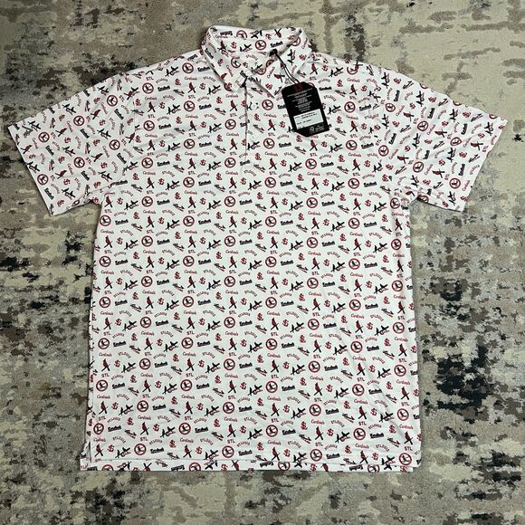 Other - New St Louis Cardinals Antigua Cooperstown Polo Golf Baseball Shirt Size L AOP